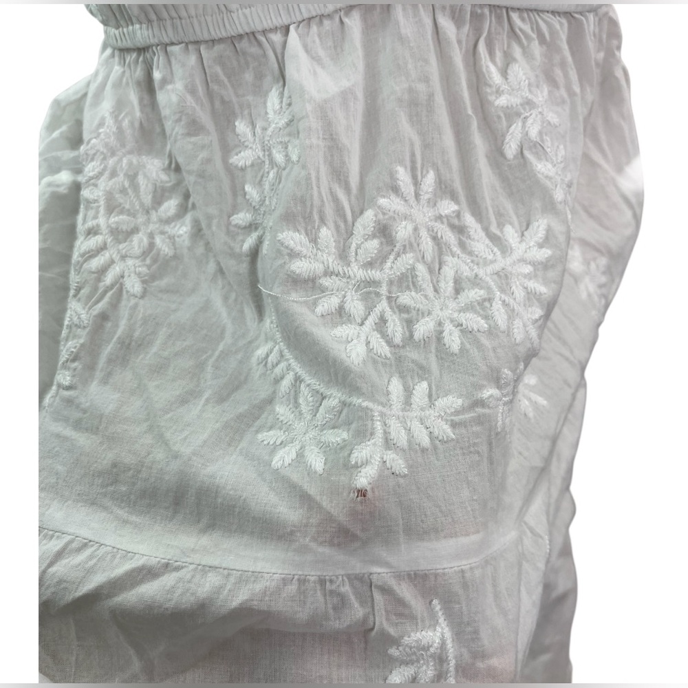 Japna Lounge  Women’s Size Medium Sleeveless White Embroidered Floral Dress - Picture 5 of 6